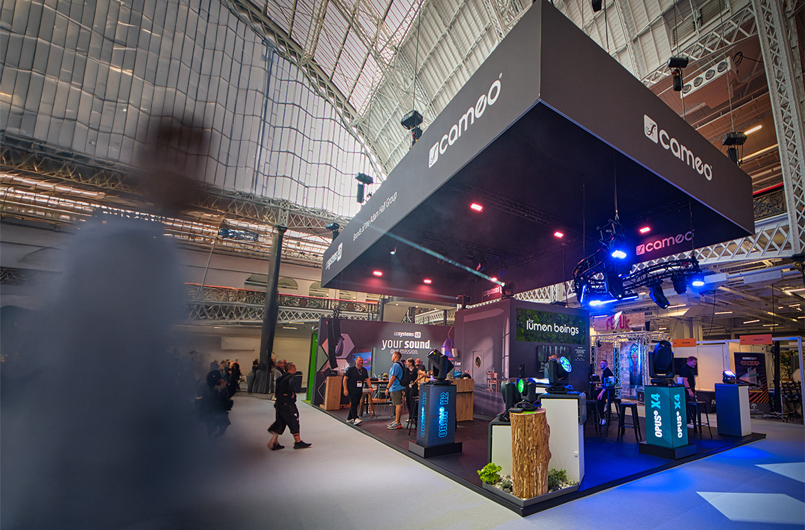 Plasa London Tradeshow Booth Adam Hall Group with Brands LD Systems and Cameo