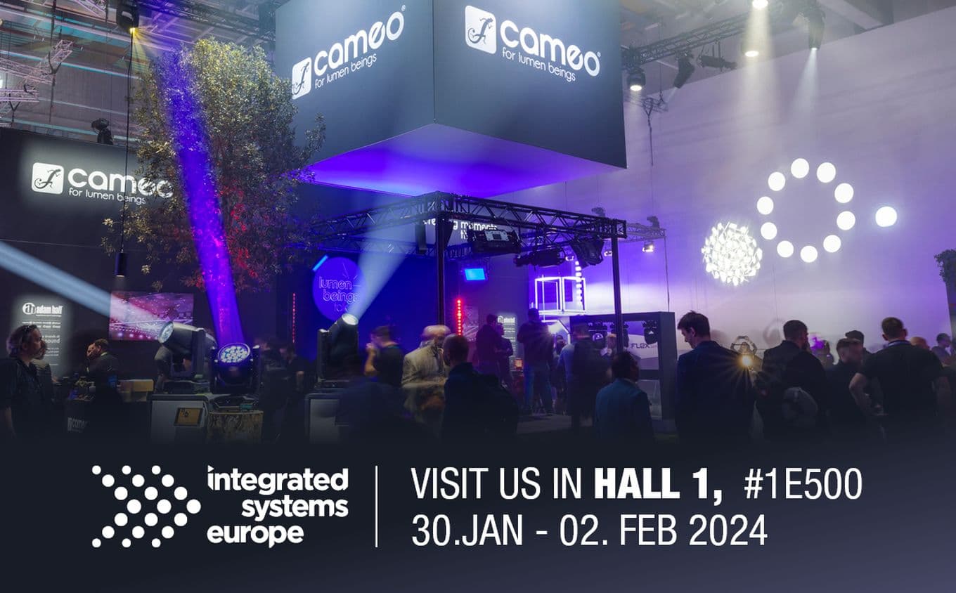 Cameo Light at Integrated Systems Europe ISE 2024 Fair with professional lighting solutions