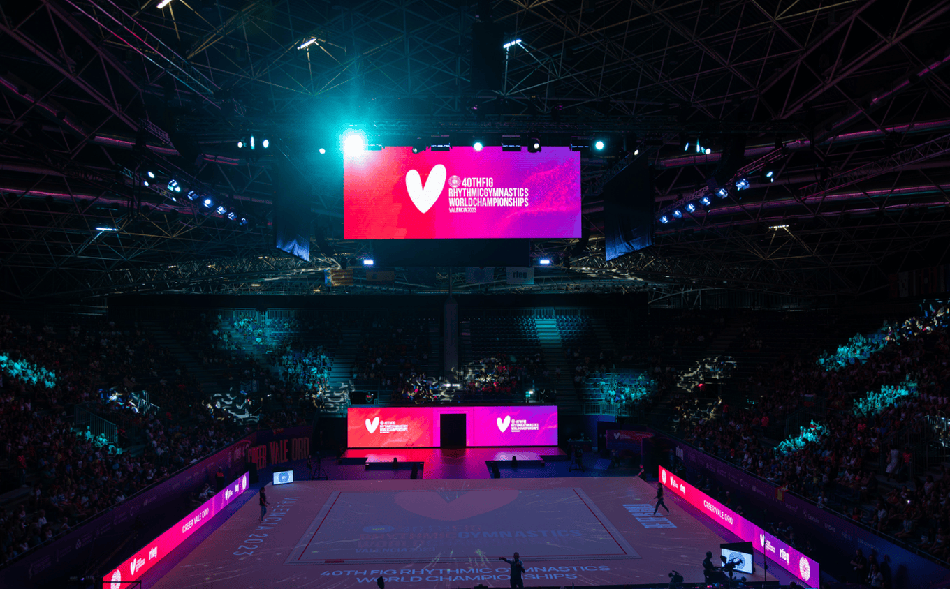 Cameo Light Installation OPUS X Profile Moving Head and EVOS W7 Wash Beam Moving Head at Rhythmic Gymnastics Worldchampionships