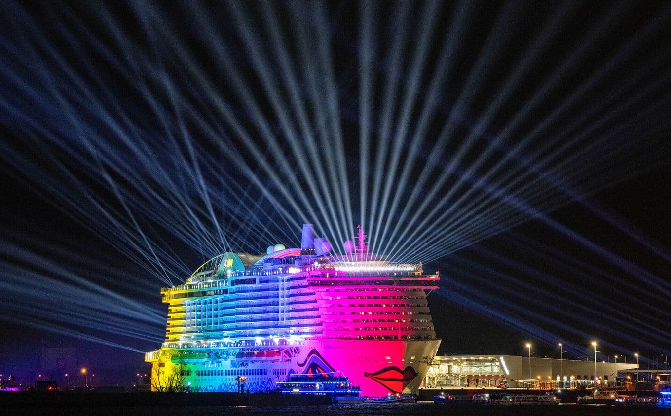 Cameo Installation at AIDAcosma christening with IP65 Outdoor Hybrid Moving Head OTOS H5