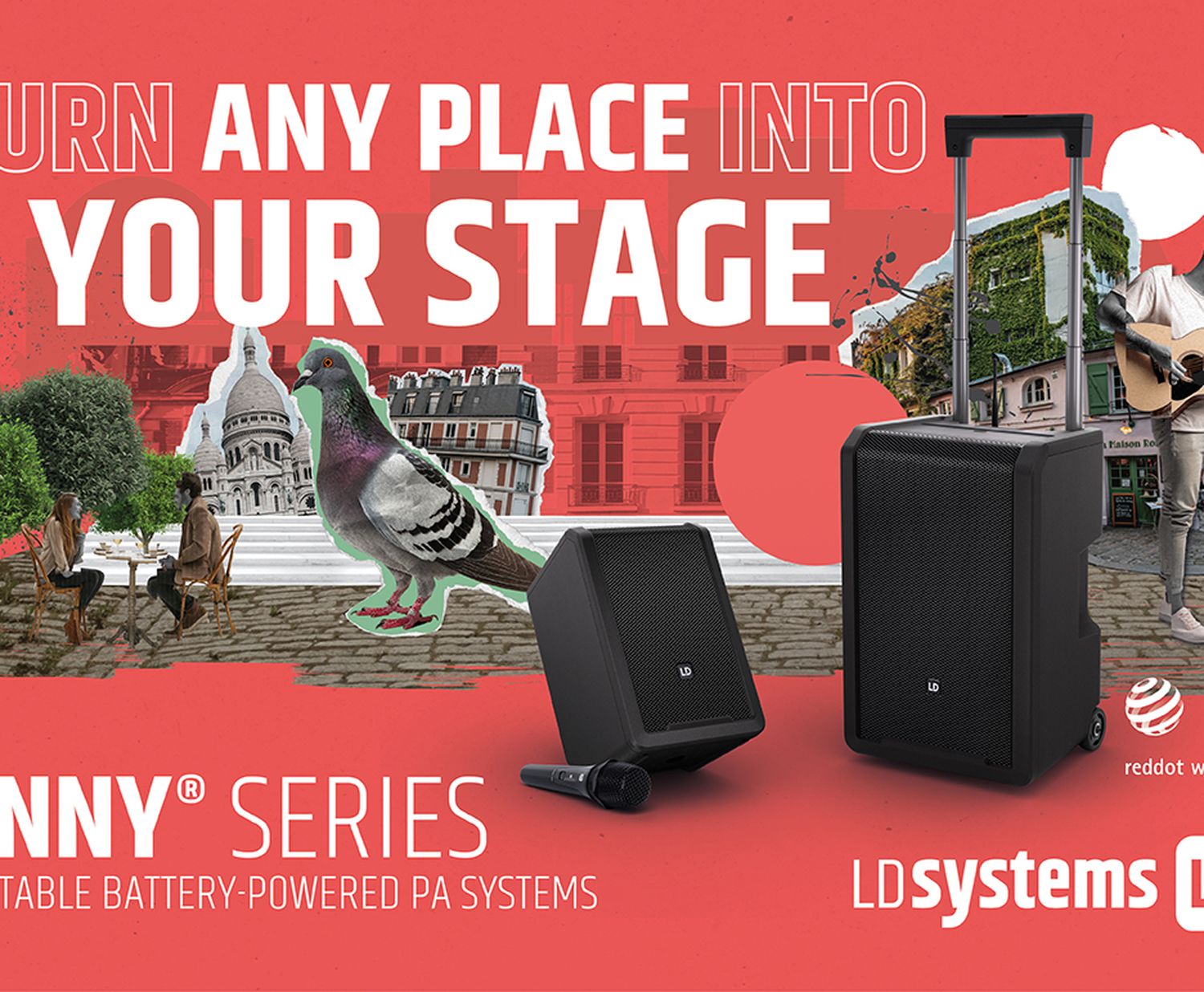 Battery-powered all-in-one audio solution with mixer and wireless microphone
