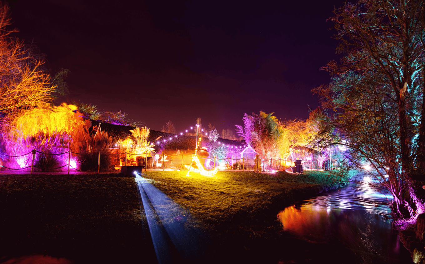 Cameo Light Installation in UK Winter Trails Outdoor Spotlights Moving Heads