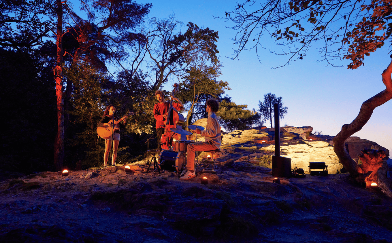 Forest concerts with Band Humblo equipped with lighting technology by Cameo DROP and ZENIT Series and MAUI 5 Go by LD Systems